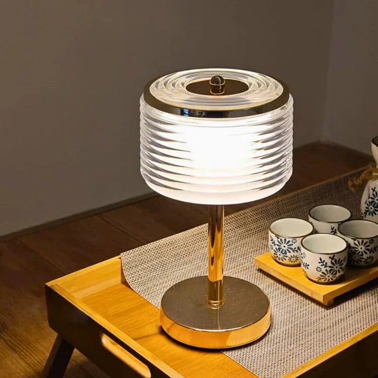 Nowoczesna lampa biurkowa LED z pierścieniem