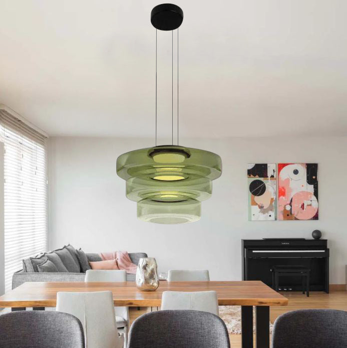 Nowoczesna lampa wisząca Halo z kloszem warstwowym