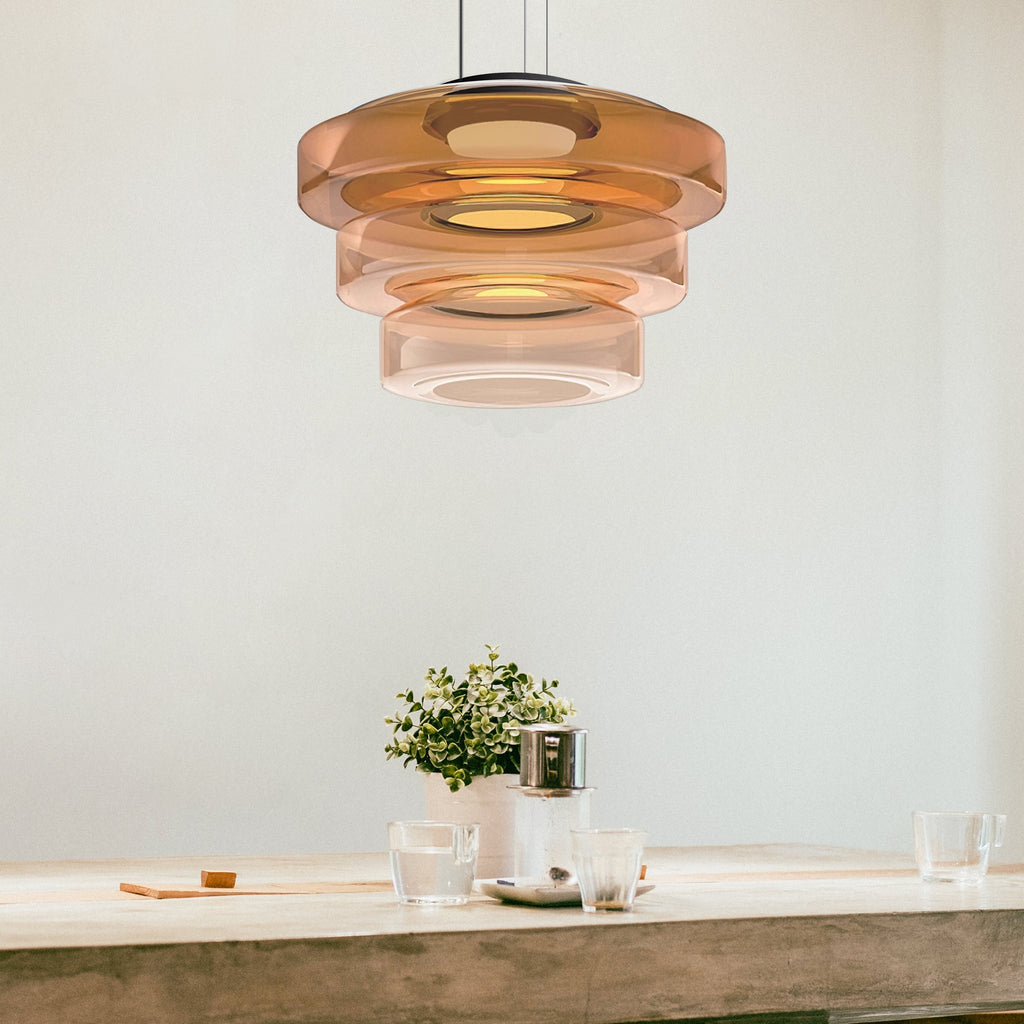 Nowoczesna lampa wisząca Halo z kloszem warstwowym