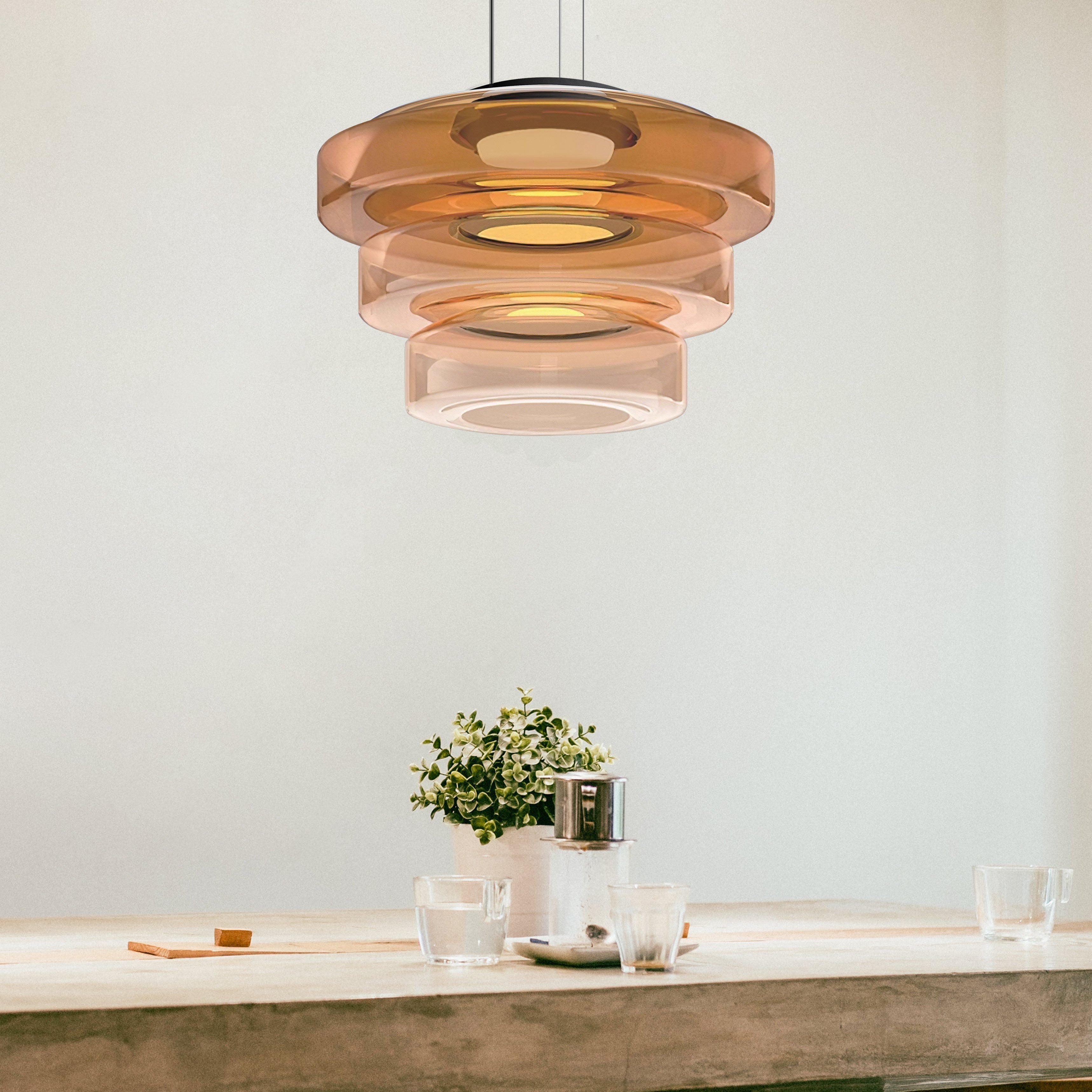 Nowoczesna lampa wisząca Halo z kloszem warstwowym
