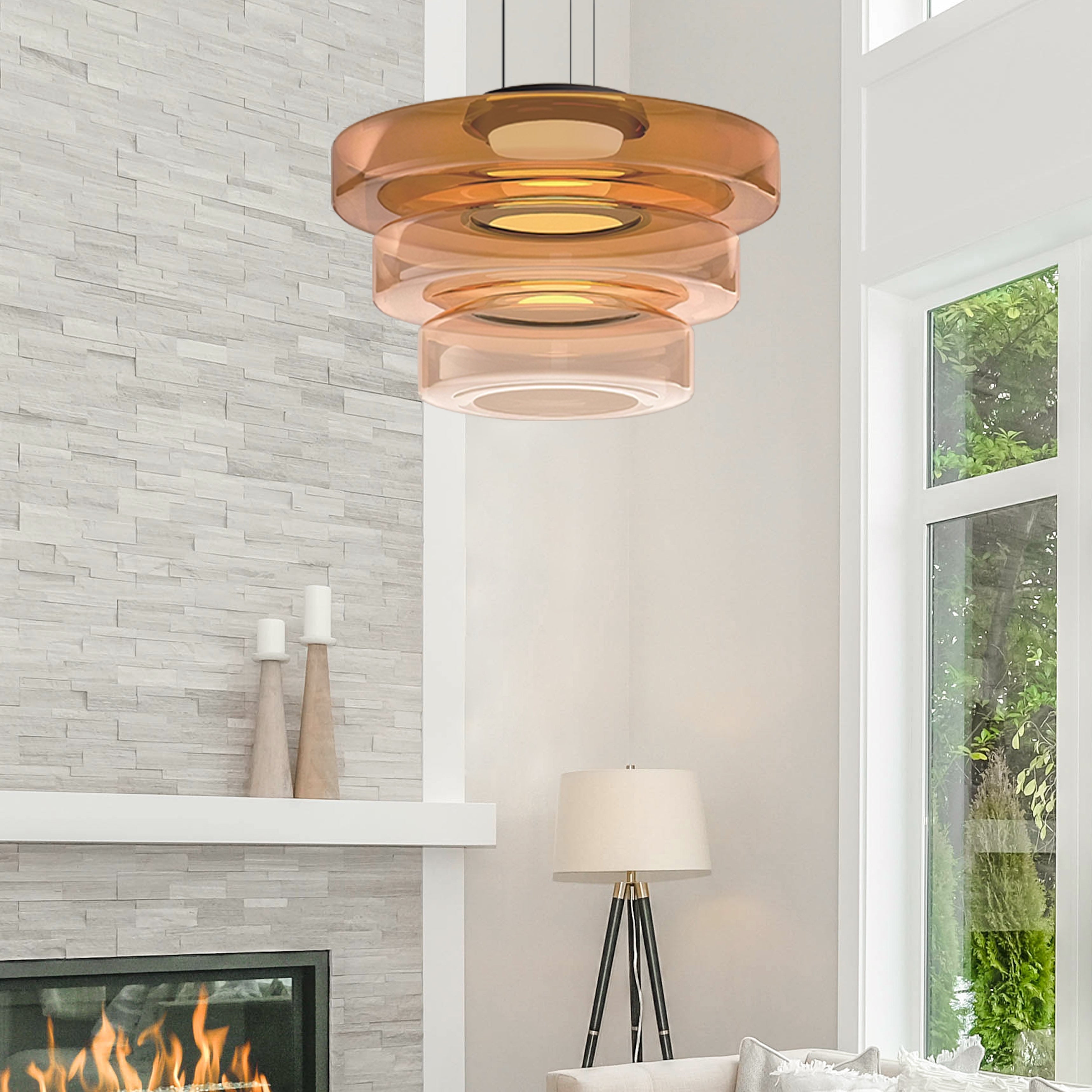 Nowoczesna lampa wisząca Halo z kloszem warstwowym