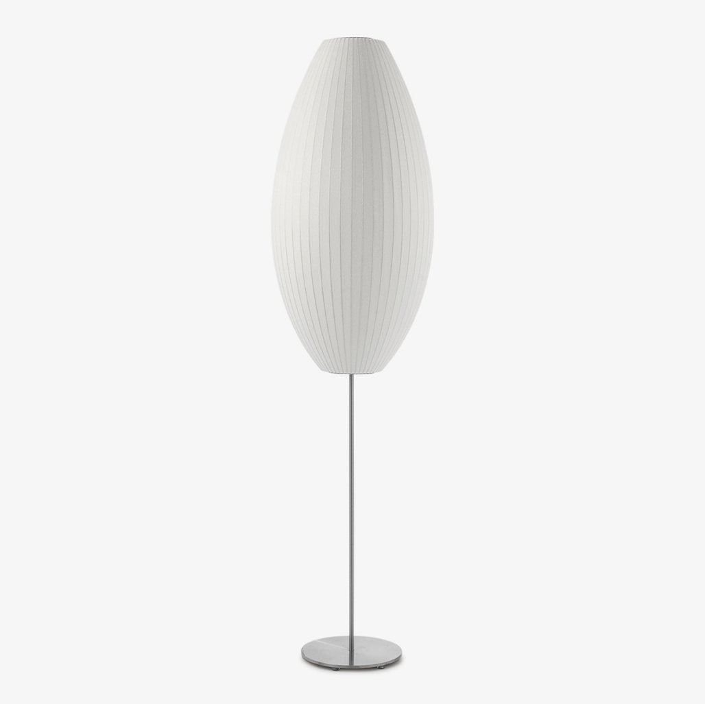 Elegancka lampa stojąca LED z żebrowanym kloszem