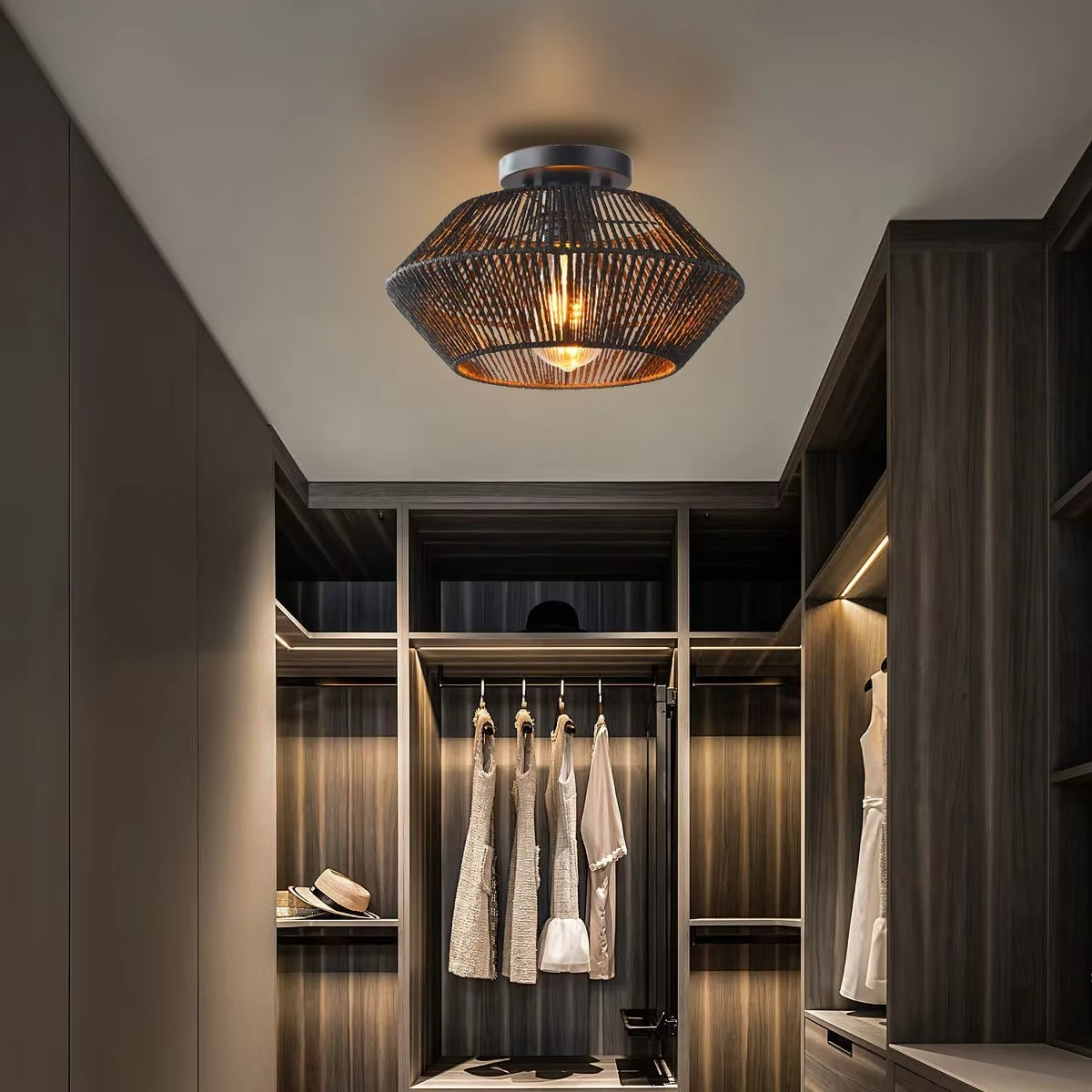 Lampy sufitowe w stylu boho montowane na płasko