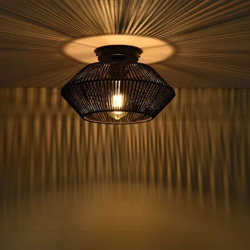 Lampy sufitowe w stylu boho montowane na płasko