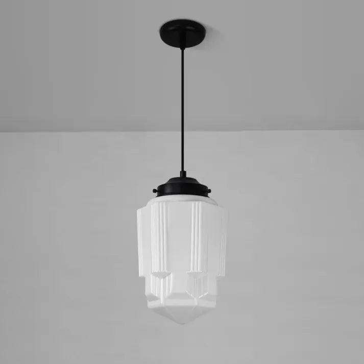 Nowoczesna lampa wisząca o geometrycznym, matowym wzornictwie