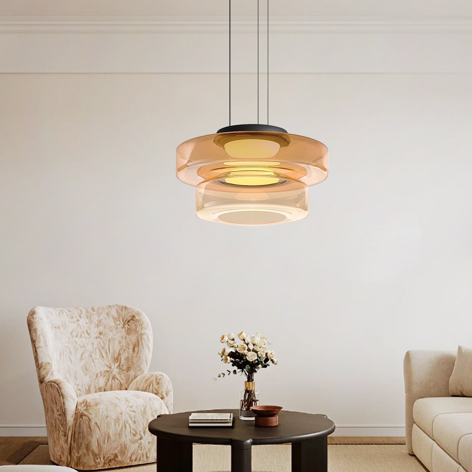 Nowoczesna lampa wisząca Halo z kloszem warstwowym