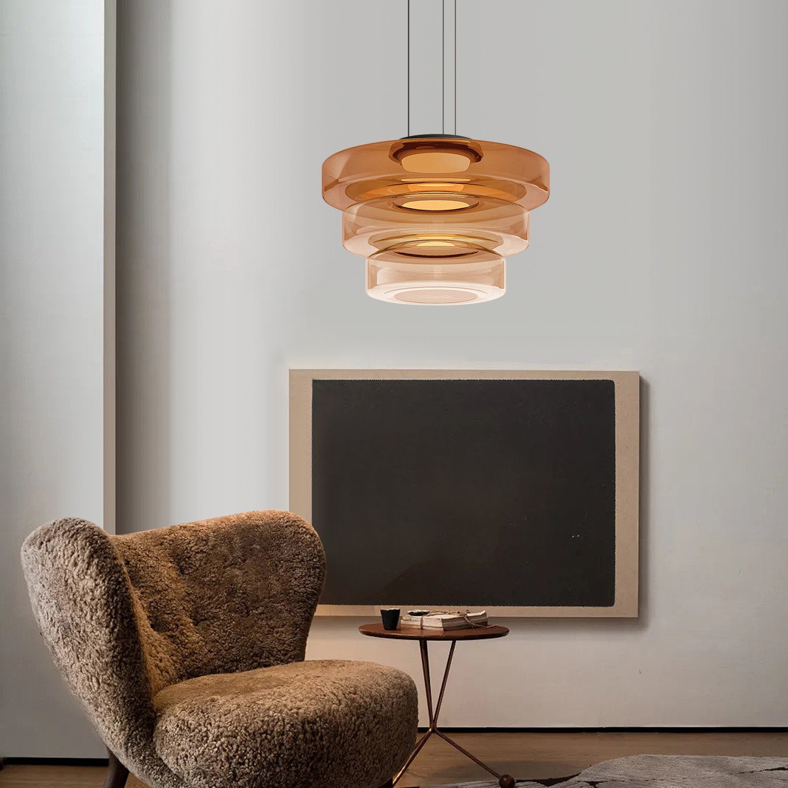 Nowoczesna lampa wisząca Halo z kloszem warstwowym