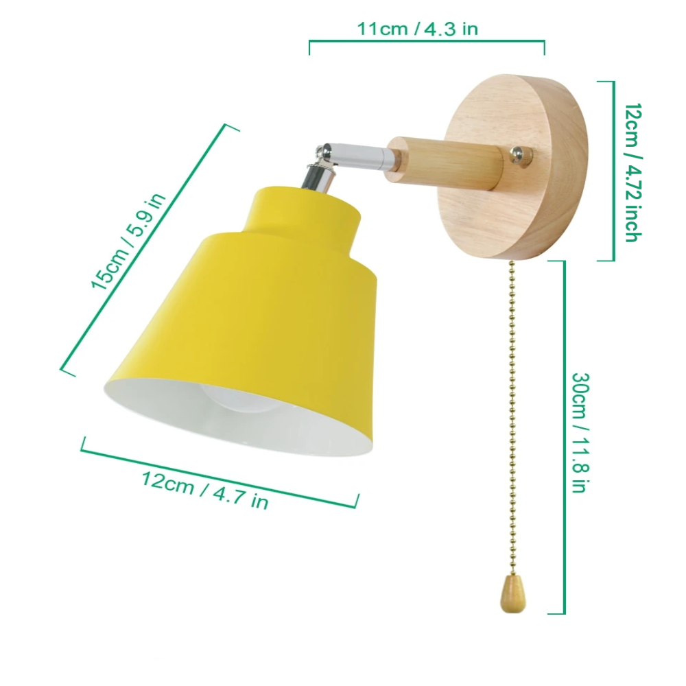 Regulowana lampa ścienna z ramieniem obrotowym i łańcuszkiem