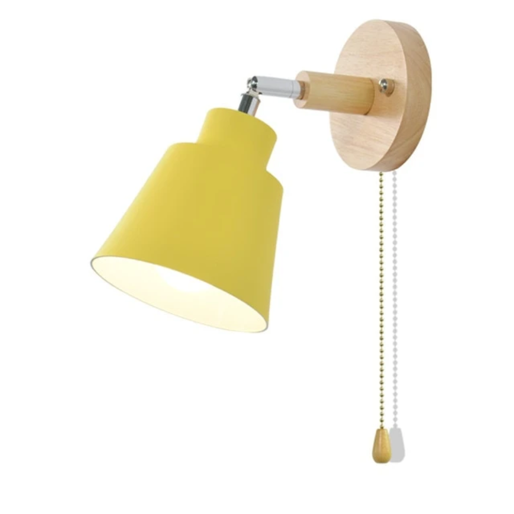 Regulowana lampa ścienna z ramieniem obrotowym i łańcuszkiem