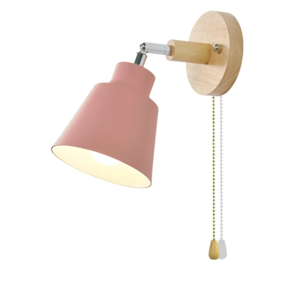 Regulowana lampa ścienna z ramieniem obrotowym i łańcuszkiem